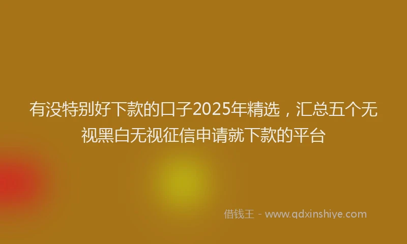 有没特别好下款的口子2025年精选，汇总五个无视黑白无视征信申请就下款的平台