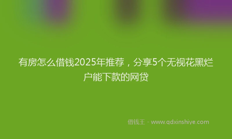 有房怎么借钱2025年推荐，分享5个无视花黑烂户能下款的网贷