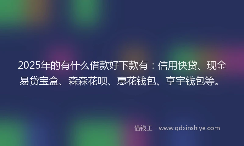 2025年的有什么借款好下款有：信用快贷、现金易贷宝盒、森森花呗、惠花钱包、享宇钱包等。