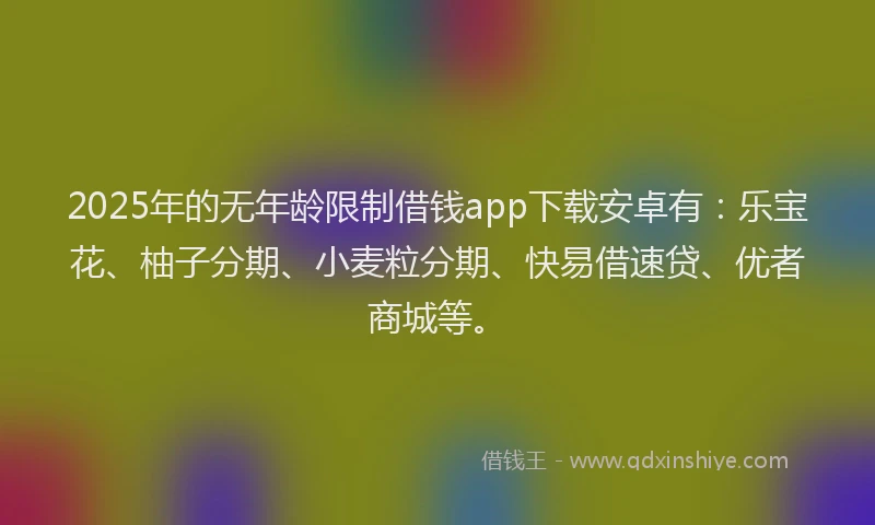 2025年的无年龄限制借钱app下载安卓有：乐宝花、柚子分期、小麦粒分期、快易借速贷、优者商城等。
