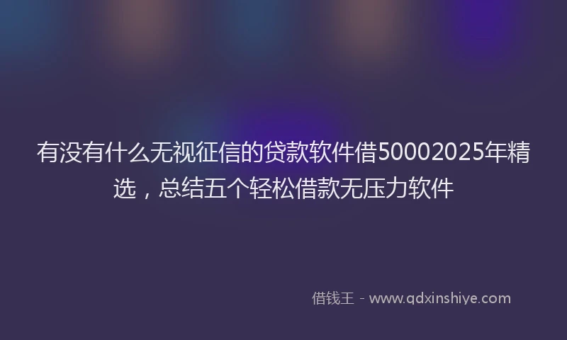 有没有什么无视征信的贷款软件借50002025年精选，总结五个轻松借款无压力软件