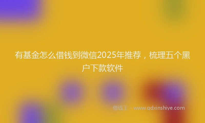 有基金怎么借钱到微信2025年推荐，梳理五个黑户下款软件
