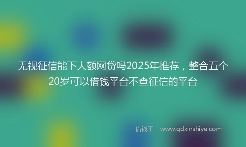 无视征信能下大额网贷吗2025年推荐，整合五个20岁可以借钱平台不查征信的平台