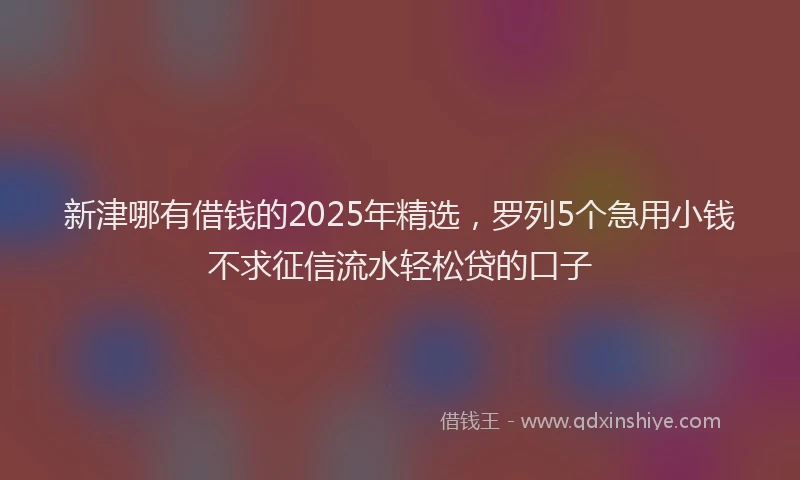 新津哪有借钱的2025年精选，罗列5个急用小钱不求征信流水轻松贷的口子