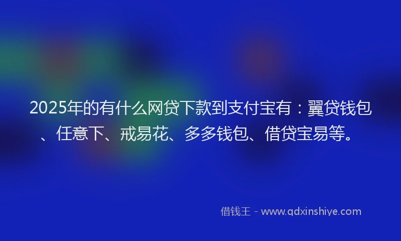 2025年的有什么网贷下款到支付宝有：翼贷钱包、任意下、戒易花、多多钱包、借贷宝易等。