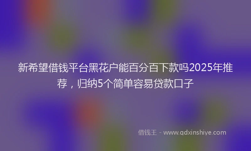 新希望借钱平台黑花户能百分百下款吗2025年推荐，归纳5个简单容易贷款口子