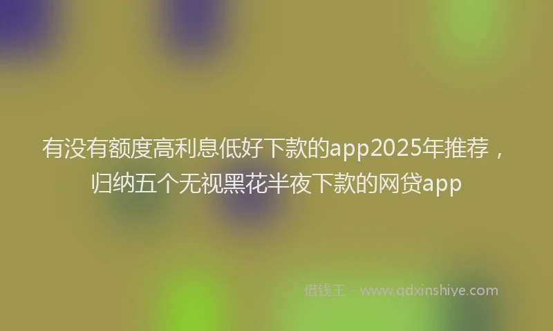 有没有额度高利息低好下款的app2025年推荐，归纳五个无视黑花半夜下款的网贷app