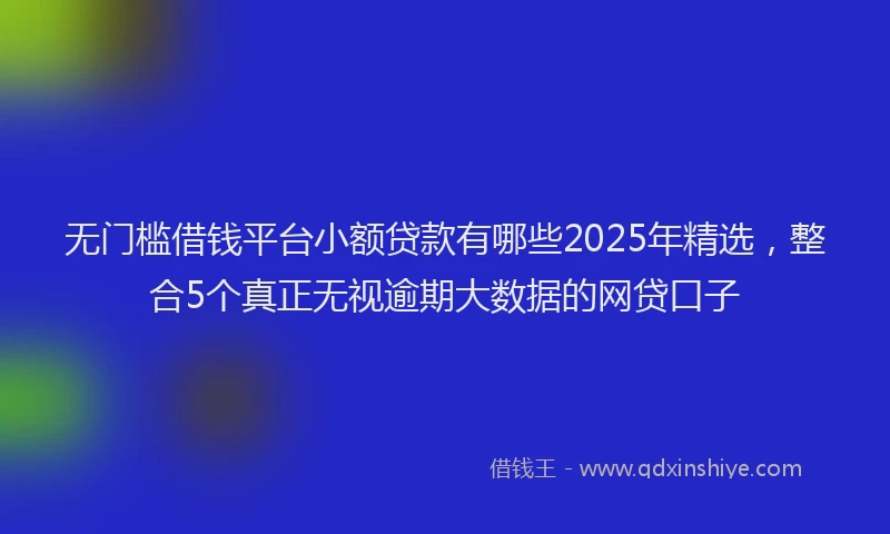 无门槛借钱平台小额贷款有哪些2025年精选，整合5个真正无视逾期大数据的网贷口子