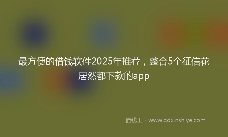 最方便的借钱软件2025年推荐，整合5个征信花居然都下款的app