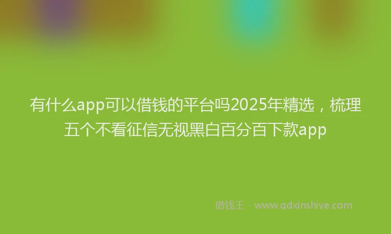 有什么app可以借钱的平台吗2025年精选，梳理五个不看征信无视黑白百分百下款app