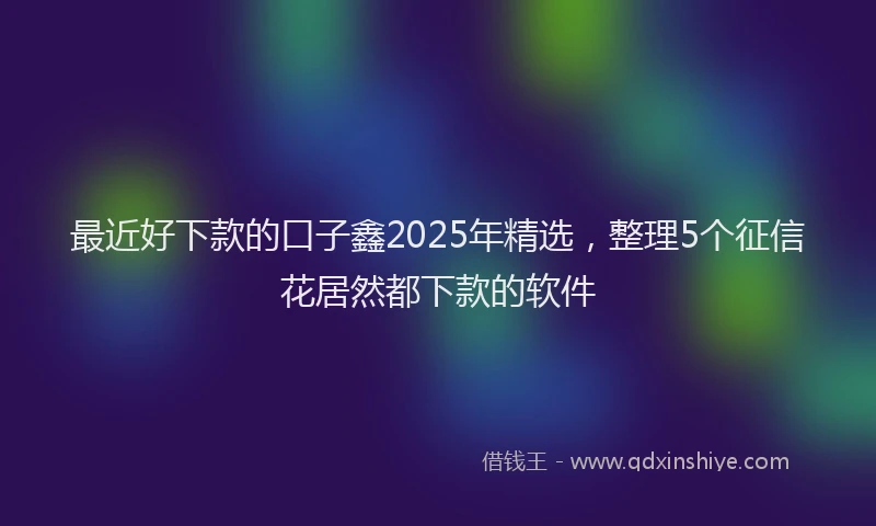 最近好下款的口子鑫2025年精选，整理5个征信花居然都下款的软件