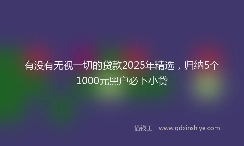 有没有无视一切的贷款2025年精选，归纳5个1000元黑户必下小贷