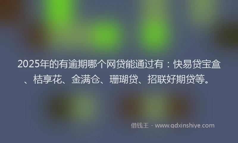 2025年的有逾期哪个网贷能通过有：快易贷宝盒、桔享花、金满仓、珊瑚贷、招联好期贷等。