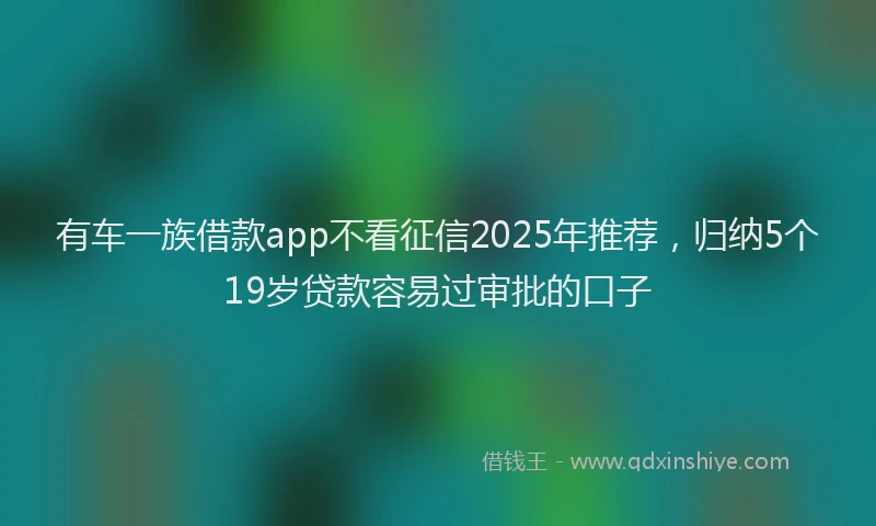有车一族借款app不看征信2025年推荐，归纳5个19岁贷款容易过审批的口子