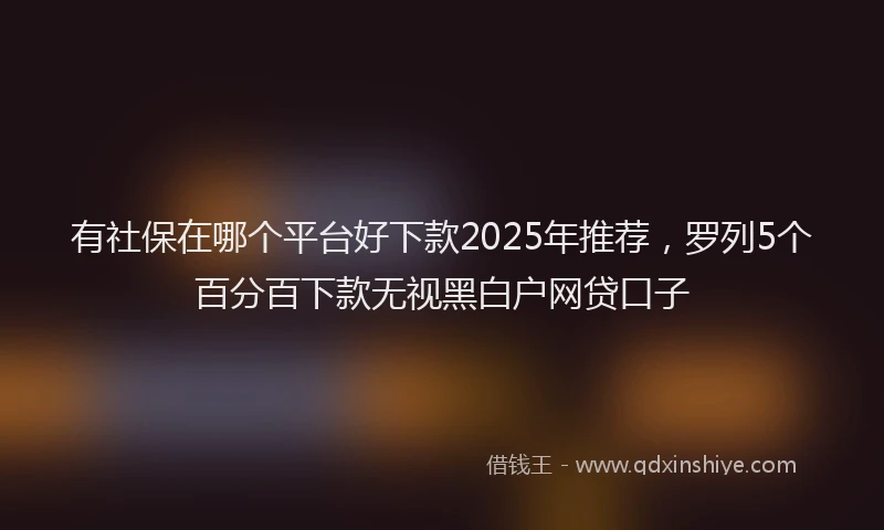 有社保在哪个平台好下款2025年推荐，罗列5个百分百下款无视黑白户网贷口子