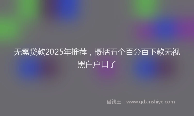 无需贷款2025年推荐，概括五个百分百下款无视黑白户口子