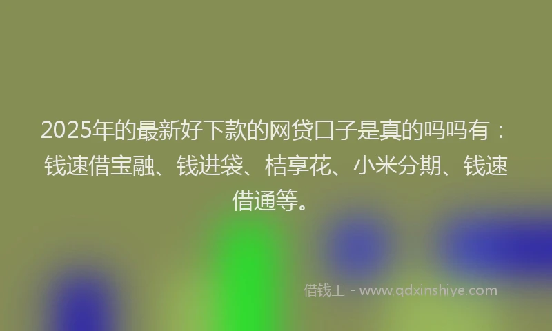 2025年的最新好下款的网贷口子是真的吗吗有：钱速借宝融、钱进袋、桔享花、小米分期、钱速借通等。