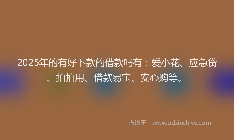 2025年的有好下款的借款吗有：爱小花、应急贷、拍拍用、借款易宝、安心购等。