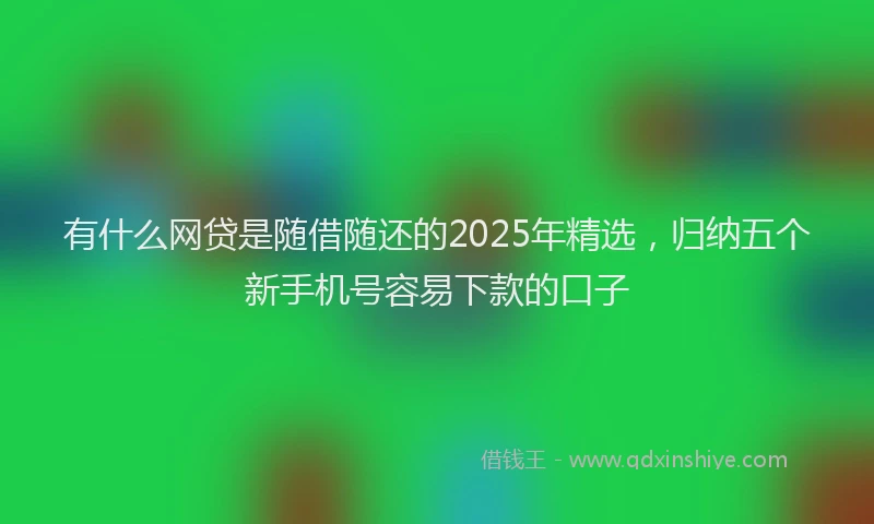 有什么网贷是随借随还的2025年精选，归纳五个新手机号容易下款的口子