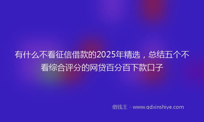 有什么不看征信借款的2025年精选，总结五个不看综合评分的网贷百分百下款口子