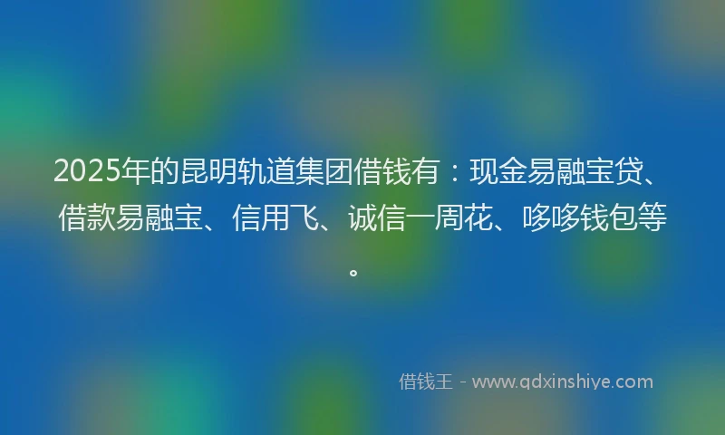 2025年的昆明轨道集团借钱有：现金易融宝贷、借款易融宝、信用飞、诚信一周花、哆哆钱包等。