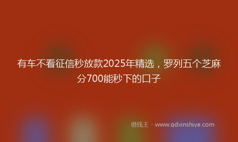 有车不看征信秒放款2025年精选，罗列五个芝麻分700能秒下的口子