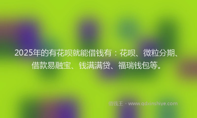 2025年的有花呗就能借钱有：花呗、微粒分期、借款易融宝、钱满满贷、福瑞钱包等。