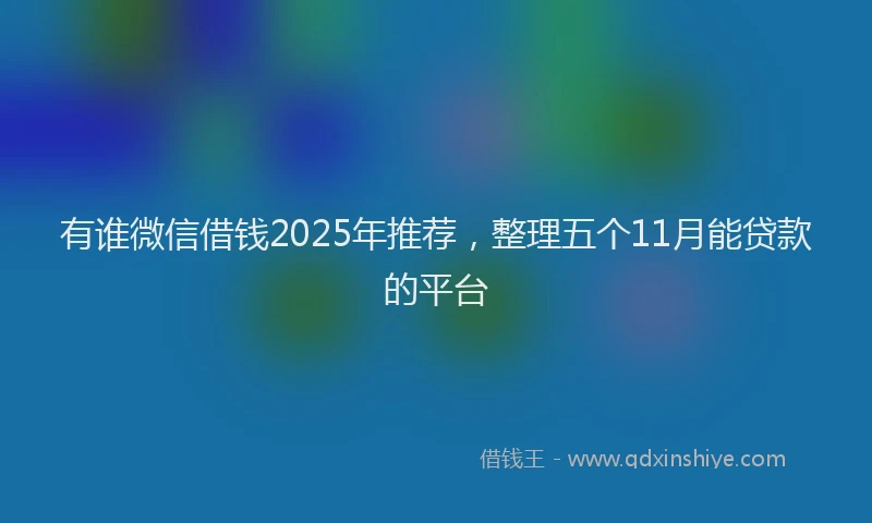 有谁微信借钱2025年推荐，整理五个11月能贷款的平台