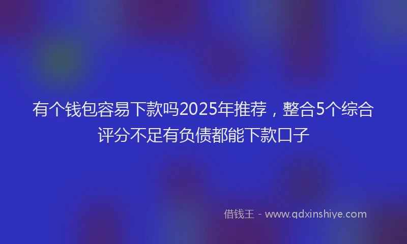 有个钱包容易下款吗2025年推荐，整合5个综合评分不足有负债都能下款口子
