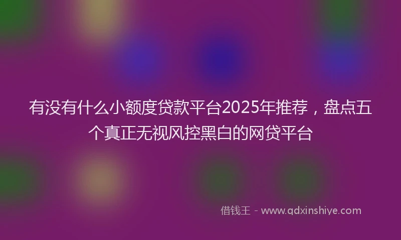 有没有什么小额度贷款平台2025年推荐，盘点五个真正无视风控黑白的网贷平台