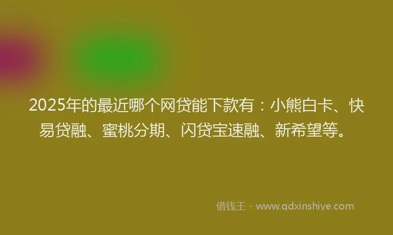 2025年的最近哪个网贷能下款有：小熊白卡、快易贷融、蜜桃分期、闪贷宝速融、新希望等。
