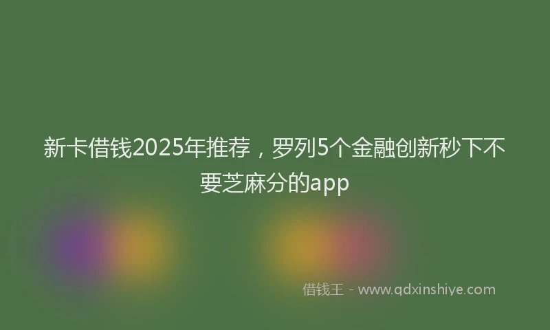 新卡借钱2025年推荐，罗列5个金融创新秒下不要芝麻分的app