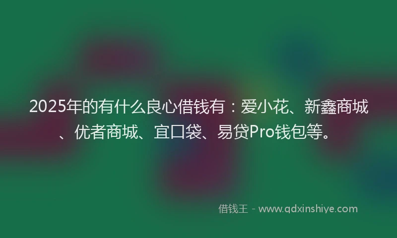 2025年的有什么良心借钱有：爱小花、新鑫商城、优者商城、宜口袋、易贷Pro钱包等。