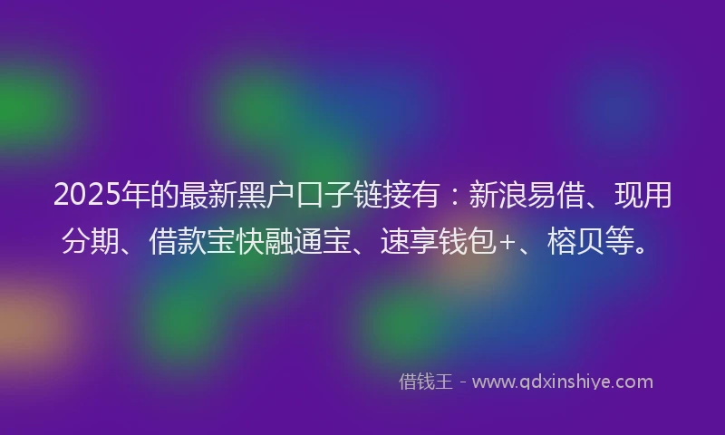 2025年的最新黑户口子链接有：新浪易借、现用分期、借款宝快融通宝、速享钱包+、榕贝等。