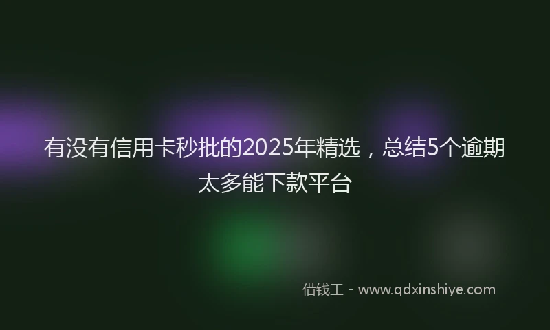 有没有信用卡秒批的2025年精选，总结5个逾期太多能下款平台