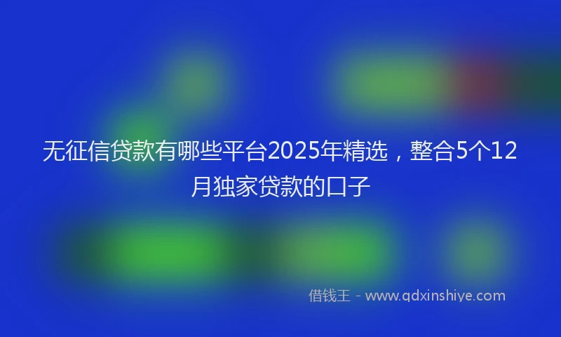 无征信贷款有哪些平台2025年精选，整合5个12月独家贷款的口子