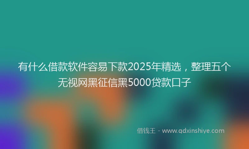 有什么借款软件容易下款2025年精选，整理五个无视网黑征信黑5000贷款口子