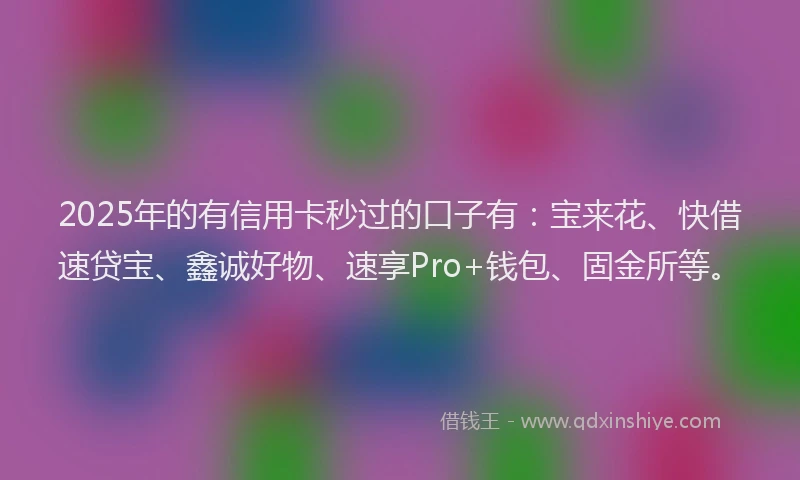 2025年的有信用卡秒过的口子有：宝来花、快借速贷宝、鑫诚好物、速享Pro+钱包、固金所等。