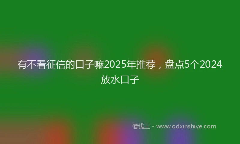 有不看征信的口子嘛2025年推荐，盘点5个2024放水口子