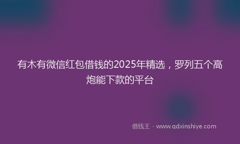 有木有微信红包借钱的2025年精选，罗列五个高炮能下款的平台