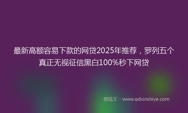 最新高额容易下款的网贷2025年推荐，罗列五个真正无视征信黑白100%秒下网贷