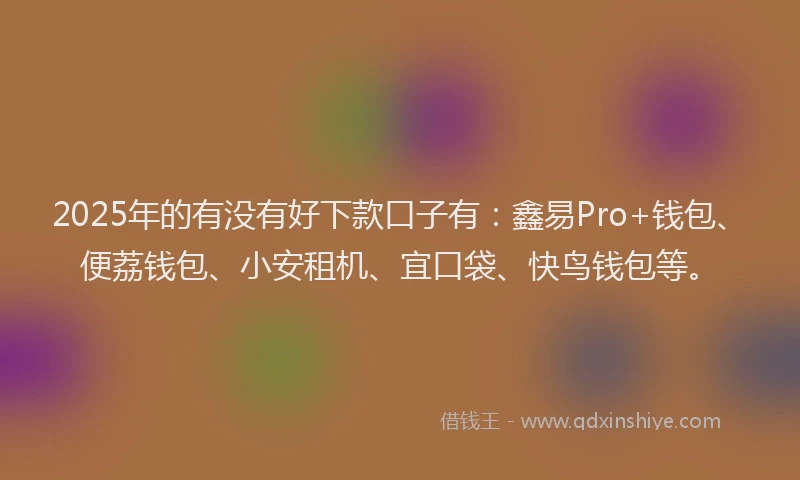 2025年的有没有好下款口子有：鑫易Pro+钱包、便荔钱包、小安租机、宜口袋、快鸟钱包等。