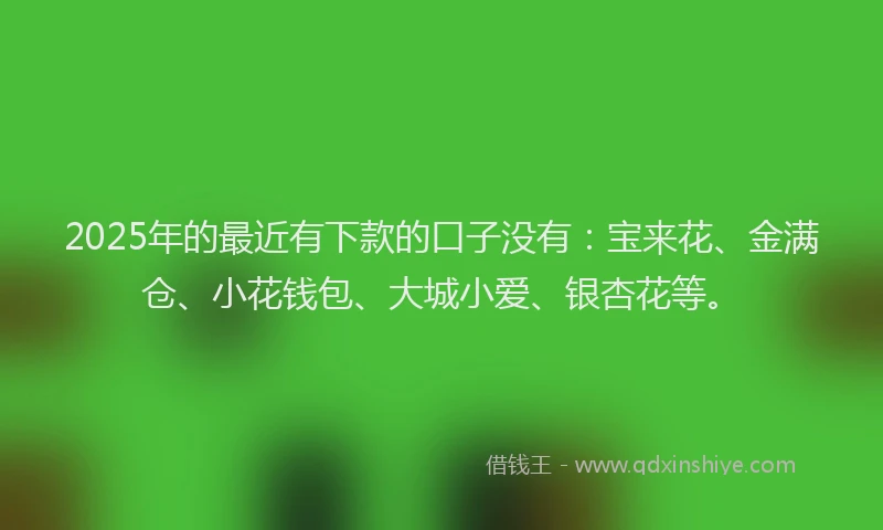 2025年的最近有下款的口子没有：宝来花、金满仓、小花钱包、大城小爱、银杏花等。