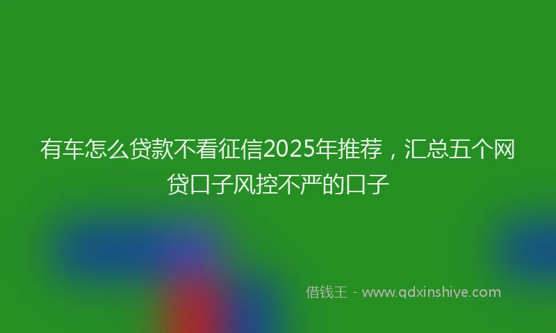 有车怎么贷款不看征信2025年推荐，汇总五个网贷口子风控不严的口子