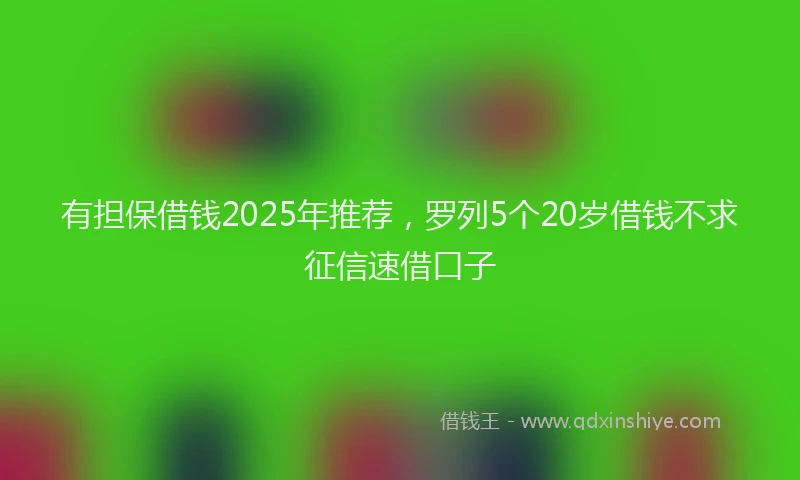 有担保借钱2025年推荐，罗列5个20岁借钱不求征信速借口子