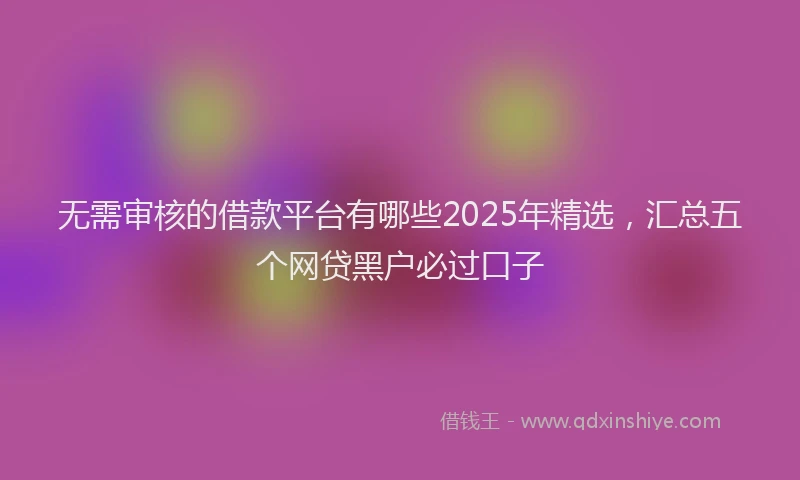 无需审核的借款平台有哪些2025年精选，汇总五个网贷黑户必过口子