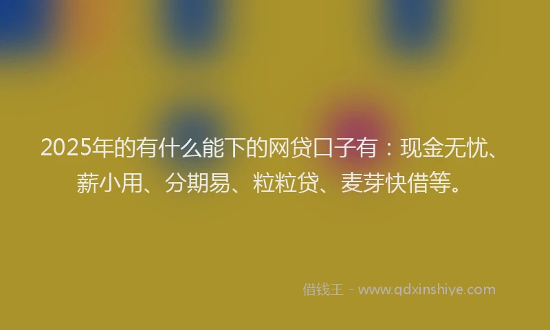2025年的有什么能下的网贷口子有：现金无忧、薪小用、分期易、粒粒贷、麦芽快借等。