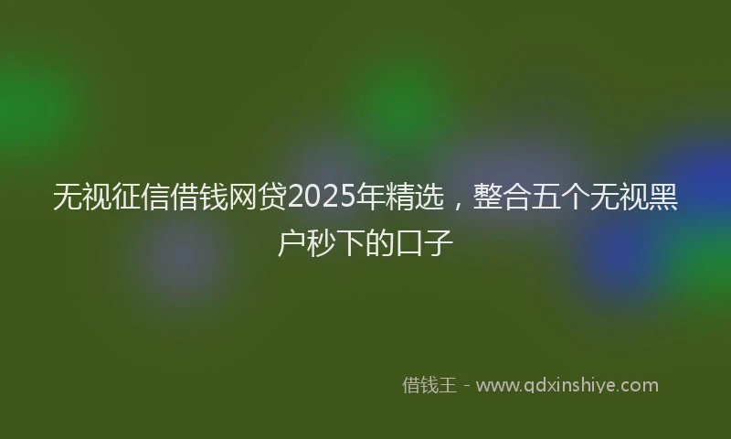无视征信借钱网贷2025年精选，整合五个无视黑户秒下的口子