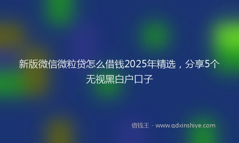 新版微信微粒贷怎么借钱2025年精选，分享5个无视黑白户口子
