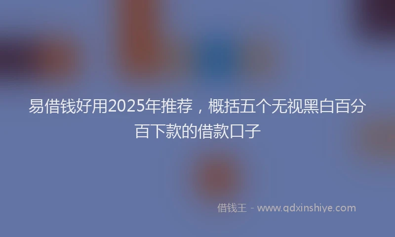 易借钱好用2025年推荐，概括五个无视黑白百分百下款的借款口子